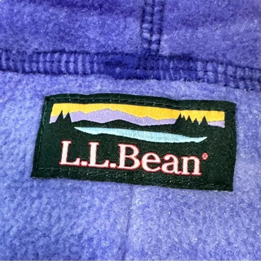 L.L. Bean Girls Kids Colorful Purple Velcro Pom Pom Fleece Winter Hat.